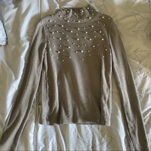 Zara Grey Pearl Turtle neck